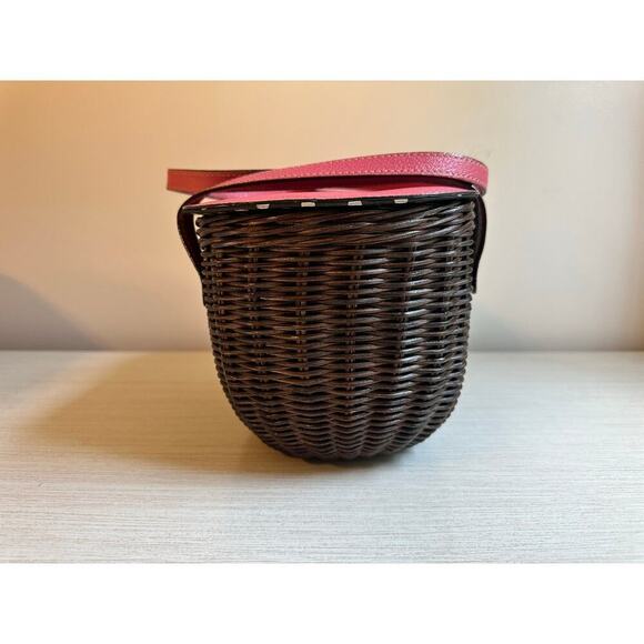 Kate Spade Pink Gold Wicker Picnic Basket Purse Mint Condition - Picture 3 of 12